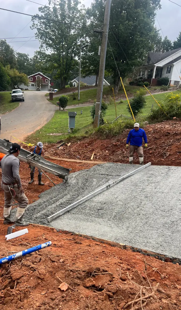 Concrete paving being build by expert contractors