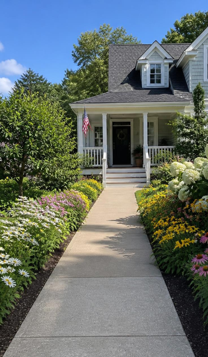 Concrete sidewalk done by experts from New Beginnings Concrete