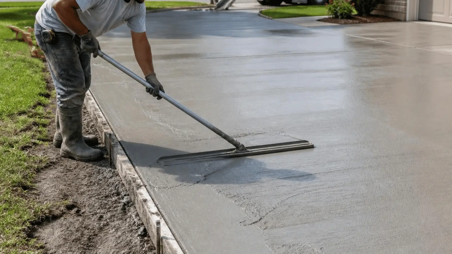 Garage driveway being built by New Beginnings Concrete experts